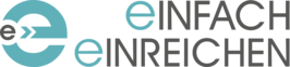 Logo Einfach einreichen, das "E" ist türkisfarben hervorgehoben