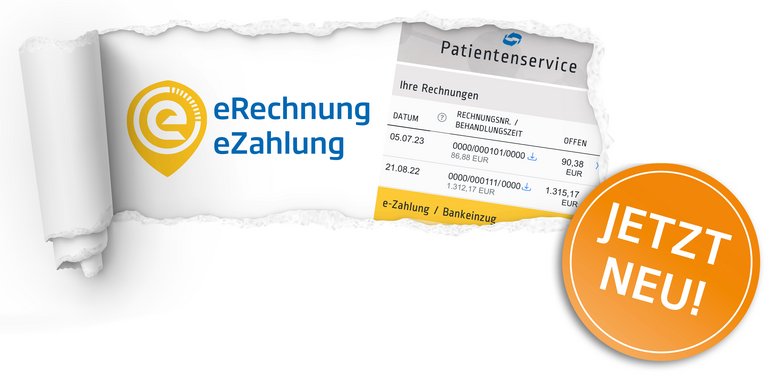 RFechnungsauszug mit Lorangefarbenem Logo der eRchnung und Button mit der Aufschrift "Neu"