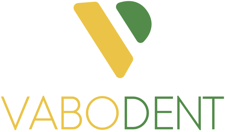 Logo Vabodent als Schriftzug in Gelb und Grün sowie ein stilisiertes "V" in den gleichen Farben